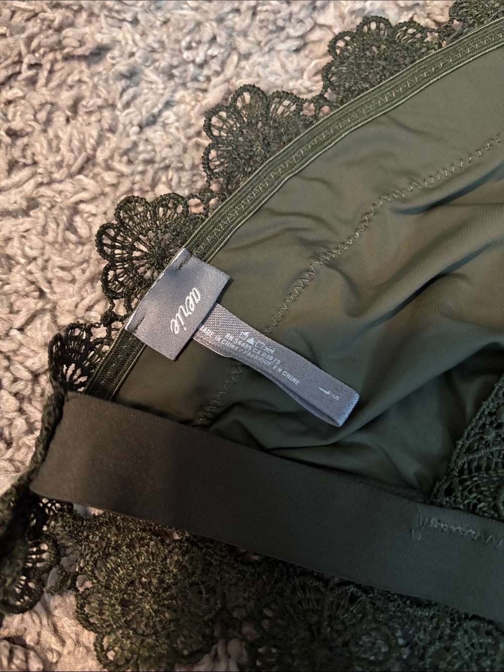 aerie Olive Green Lace Halter Bralette - Picture 2 of 3